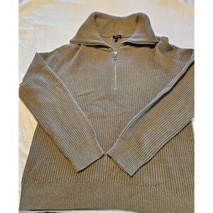 Talbots Quarter Zip Ribbed Knit Sweater Olive‎ Women Size Medium